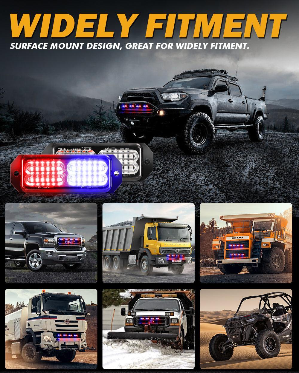 (4PSC/SET) 24LED Emergency Surface Mount Grill feu à éclats pour Trucks Vehicles ATV RV Cars Van – vue 5