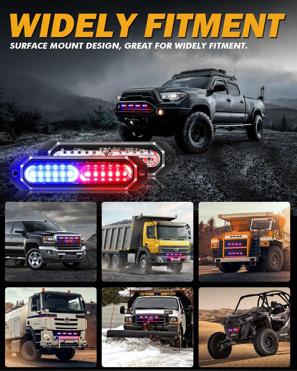 (4PSC/SET) 12LED Emergency Surface Mount Grill feu à éclats pour Trucks Vehicles ATV RV Cars Van – vue 4
