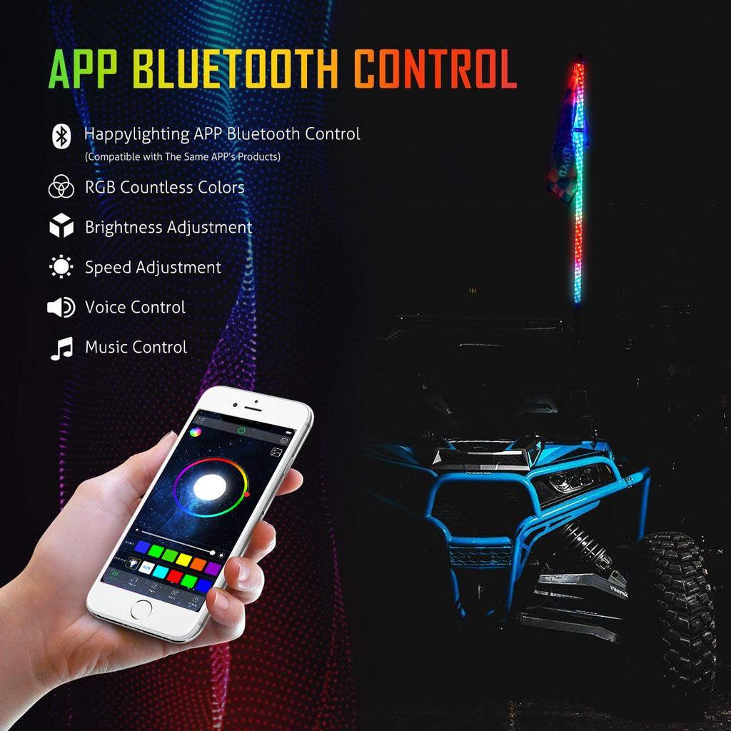 3FT/4FT RGB LED Whip Light Rotating Color Changing Flag Pole avec Bluetooth Controlled – vue 4