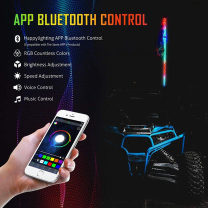 3FT/4FT RGB LED fouet LED Rotating couleurs changeantes mât lumineux avec commande Bluetooth – vue 4 – NOVADOMIO