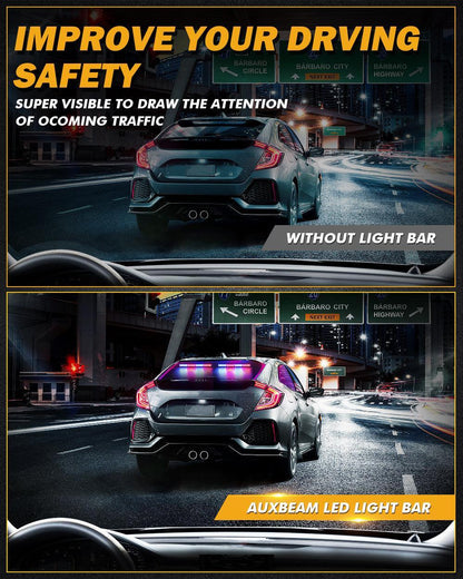 17″ Dual LED Directional Emergency Traffic Advisor Barres lumineuses 20 clignotant motifs avec Suction Cup Mount pour