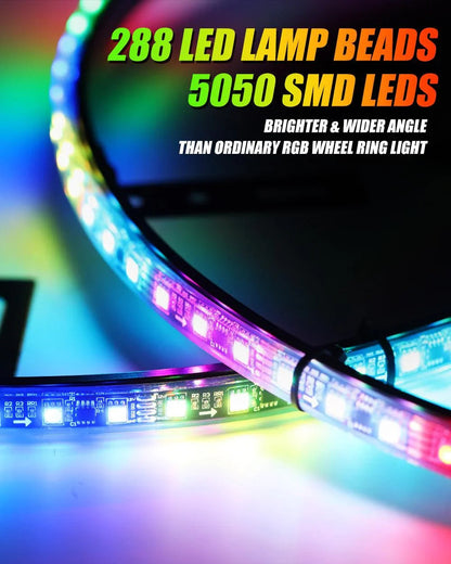 Lot de 4 15.5″ RGB LED anneaux LED de roue Magic Dream couleur éclairage néon de jante avec APP & RF télécommande – vue 3