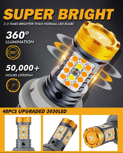1157 BAY15D Ampoules LED pour clignotants avant et feux de jour 800% haute luminosité sans erreur CAN-bus bicolore à