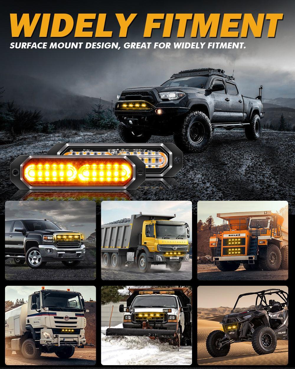 (4PSC/SET) 12LED Emergency Surface Mount Grill feu à éclats pour Trucks Vehicles ATV RV Cars Van – vue 5