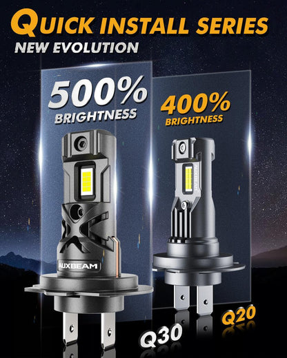 H7 Ampoules de phare LED Q30 série Brightest Wireless 60W 16000LM 6500K blanc froid – 2 ampoules – vue 3 – NOVADOMIO