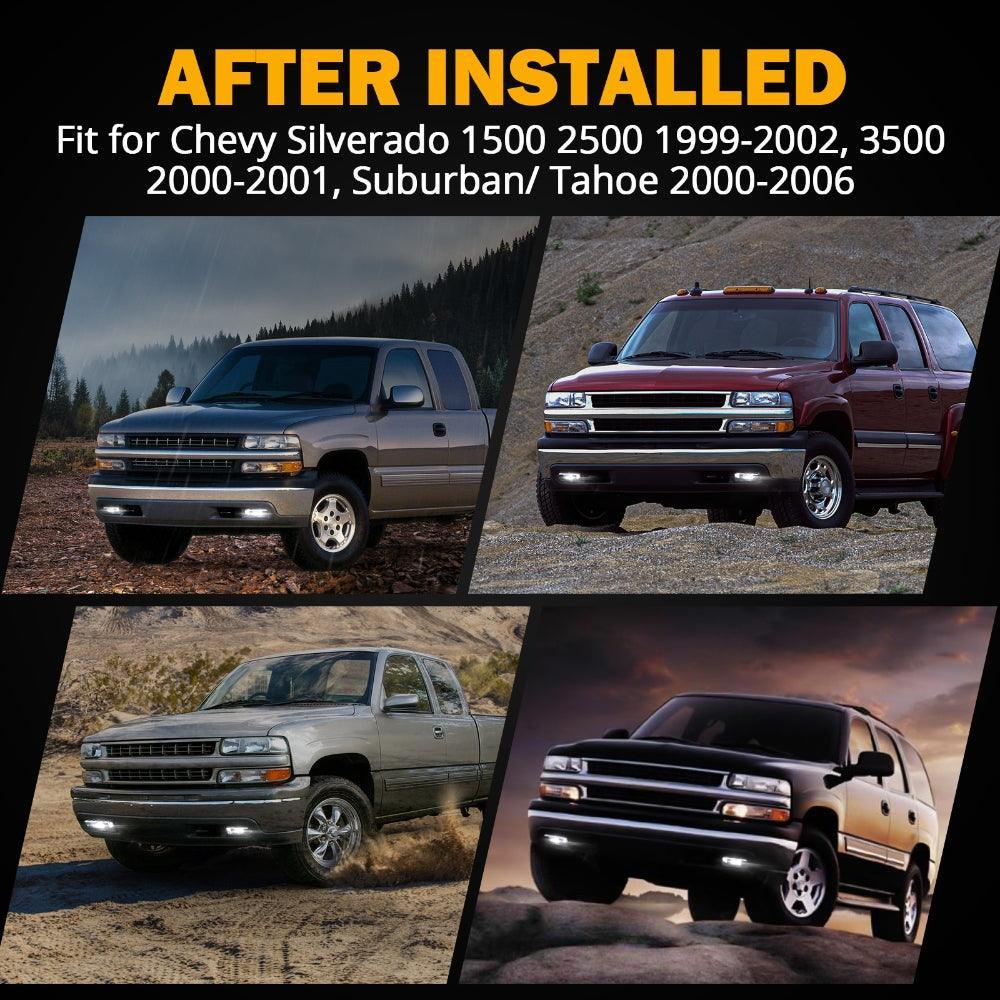 DOT Approved LED Fog Lights avec DRL pour Chevy Silverado 1500/2500 1999-2002, 3500 2000-2001, Chevrolet Suburban/Tahoe 2000…
