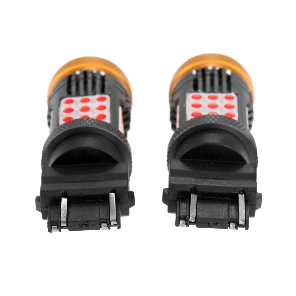 T25 3157 3156 Ampoules LED pour feux stop et arrière 56W 600% haute luminosité sans erreur CAN-bus rouge Strobe Flashing B21…