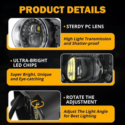 LED antibrouillards avec Halo DRL universel pour Toyota Camry Corolla RAV4 Yaris Prius Highlander Venza Avalon Matrix Solara