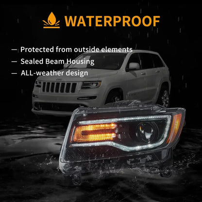 LED bloc optique avant Full LED avec Startup Animation/bleu DRL pour 2011–2013 Jeep Grand Cherokee (WK2) – vue 5 – NOVADOMIO
