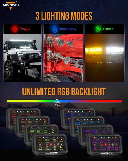 AUXBEAM AR-800 RGB panneau de commande, tout-terrain contrôleur – vue 3 – NOVADOMIO