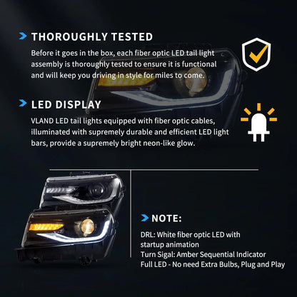 LED bloc optique avant projecteur double faisceau noir pour 2014–2015 Chevrolet Camaro – vue 6 – NOVADOMIO