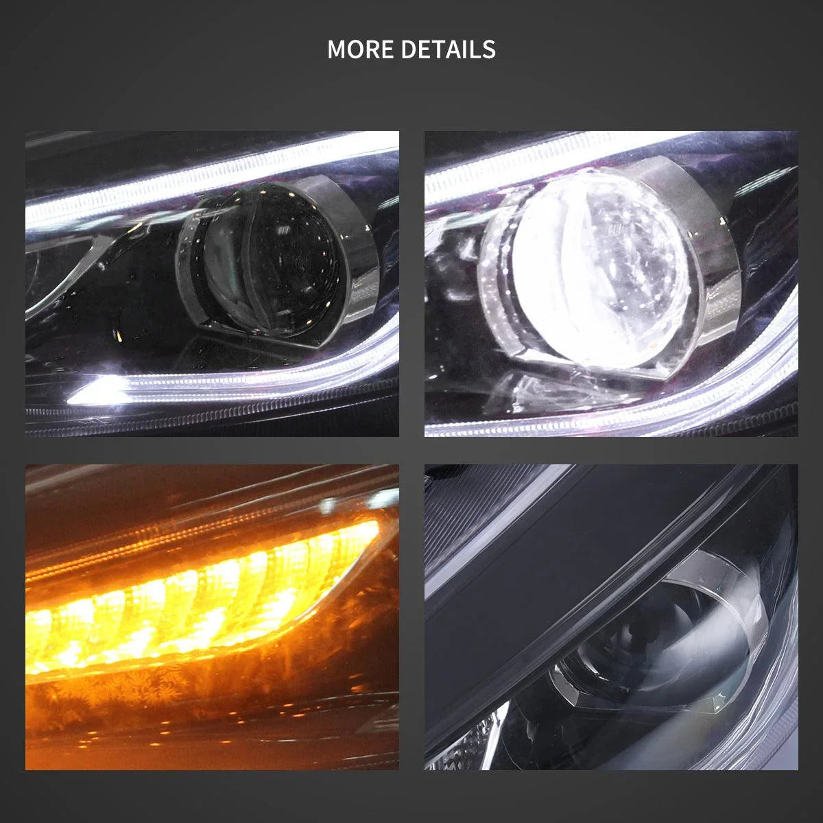 LED bloc optique avant Dual Beam Projector noir pour 2015-2018 Ford Focus 3th Gen Mark III Facelift – vue 11