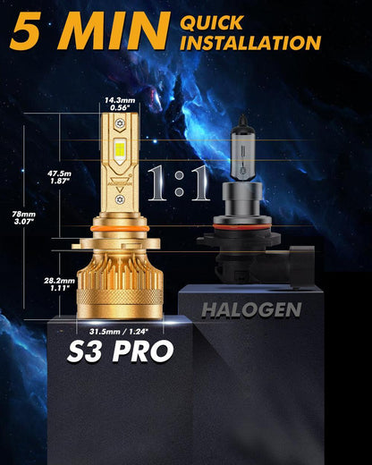 9005+H11 Ampoules de phare LED S3 Pro série Dual Decoder sans erreur CAN-bus 12 V 120 W 24 000 lm 6 500 K blanc froid – 4