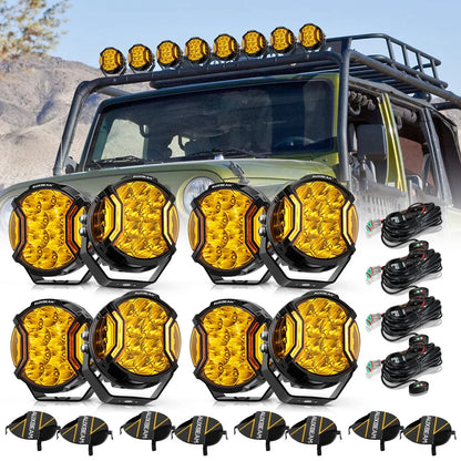 V-ULTRA série | 5″ 172 W éclairage LED latéral orange/blanc projecteurs LED compacts avec orange DRL – vue 28 – NOVADOMIO