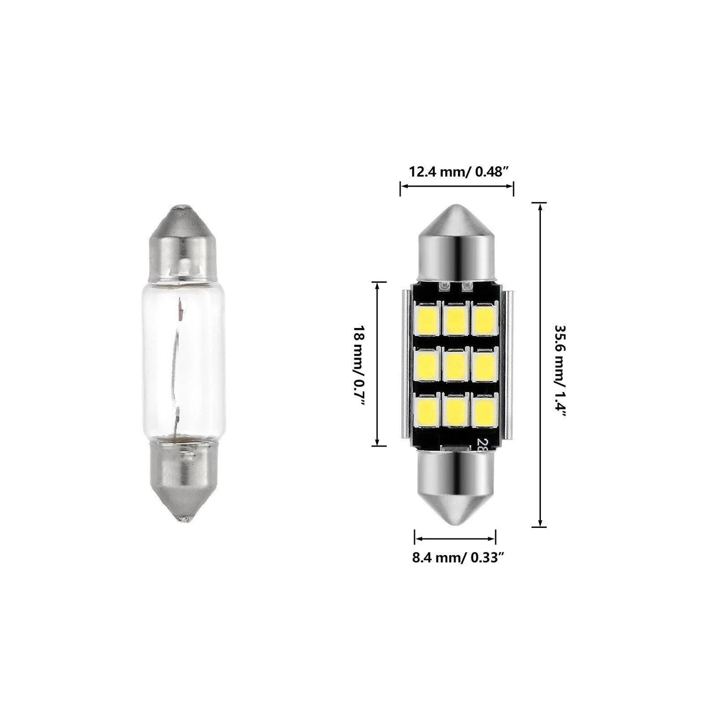 36MM DE3174 1.42" Festoon LED Interior/Dome/Map/License Plate Light Bulbs 2.7W 300LM 6500K blanc – 2 ampoules – vue 9