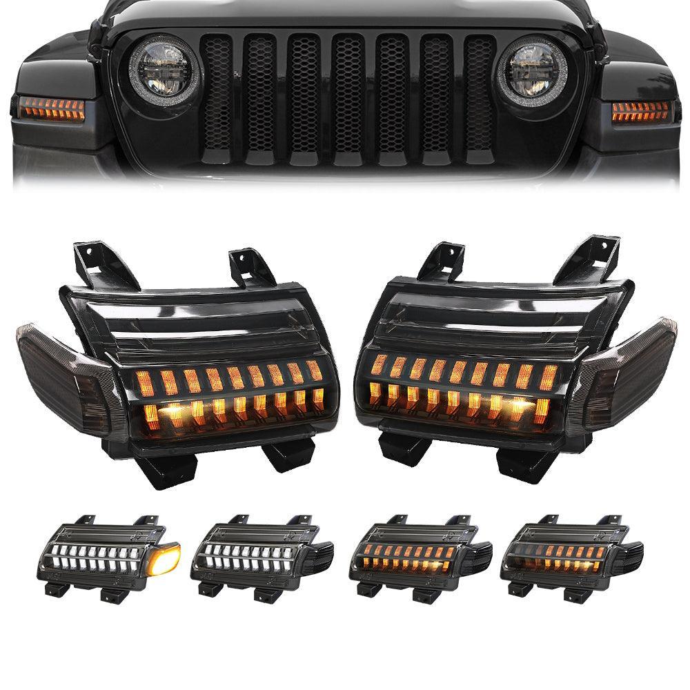 Smoke LED clignotant Lights avec DRL & feu latéral Lights pour Jeep Wrangler JL Sahara, Rubicon, High Altitude Models 2018-2…