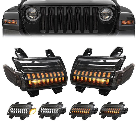 Smoke LED clignotant Lights avec DRL & feu latéral Lights pour Jeep Wrangler JL Sahara, Rubicon, High Altitude Models 2018-2…