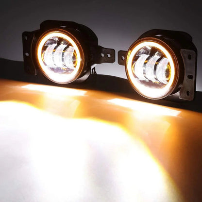 Lot de 2 4″ 30 W rond LED antibrouillards avec DRL&orange clignotant pour Jeep Wrangler JL JLU 2018 2019 2020 – vue 8