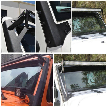 50″ droit Barres lumineuses pare-brise supports de montage pour 2007–2017 Jeep Wrangler JK – vue 3 – NOVADOMIO