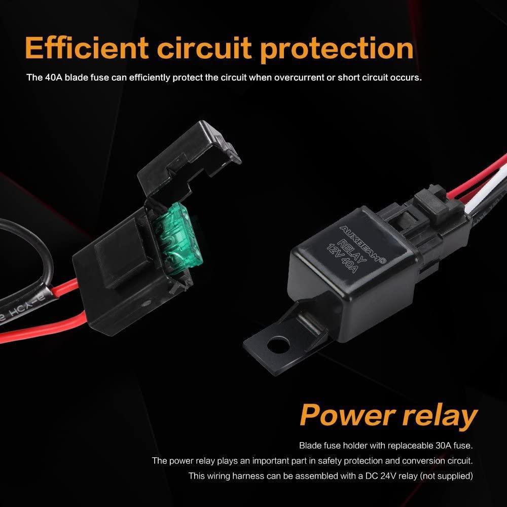 (2 Lead) Barres LED Wiring Harness Kit avec Fuse Relay ON/Off Switch pour LED Off-Road Driving Work Light – vue 3