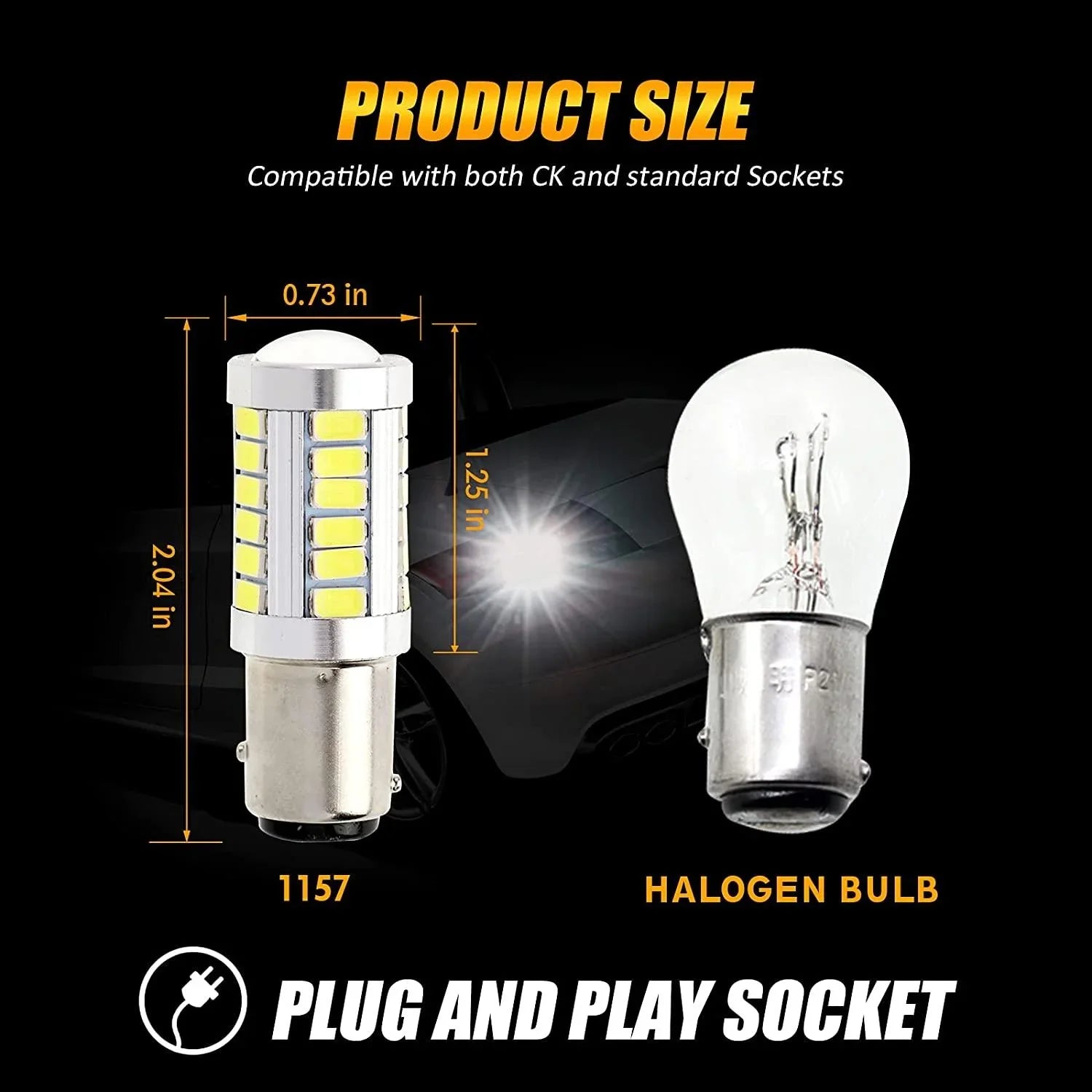 1157 P21/5W BAY15D 50W 33pcs-LED 3020SMD blanc froid/orange/rouge 8000LM LED Brake/Reverse/Parking/Tail/clignotant Light – v…