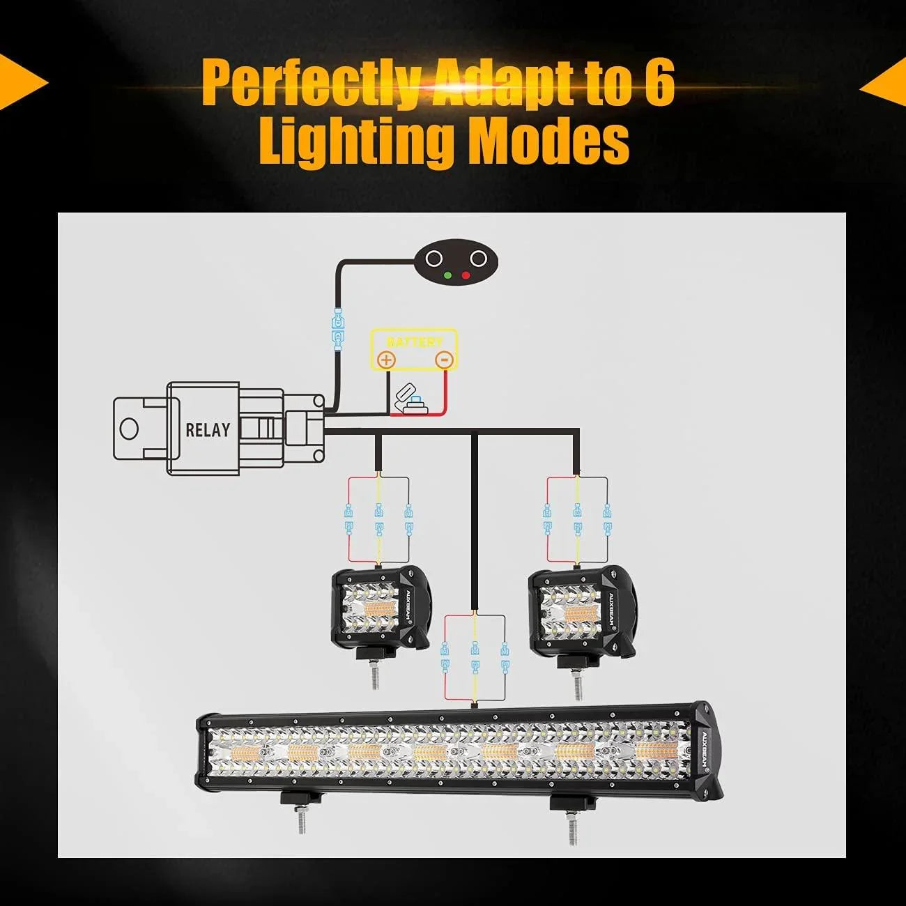 Wiring Harness 10FT, Customized pour AUXBEAM 6 Modes Barres LED, 12V 40A Relay pour Switching Between Different Modes – vue 3