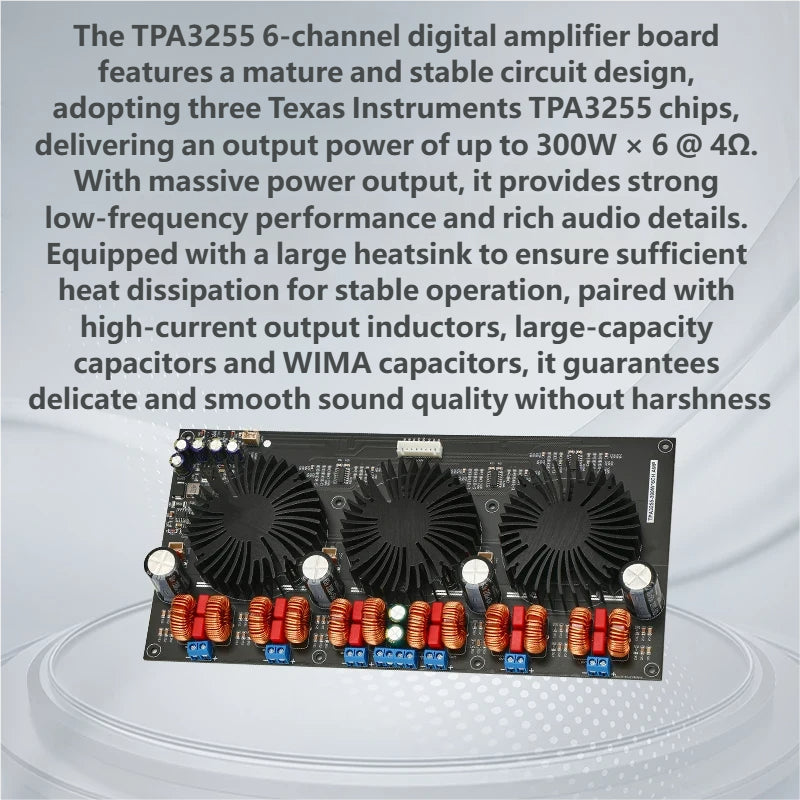 Carte d'amplificateur de puissance numérique HiFi 300 W × 6 TPA3255 5.1 canaux, carte d'amplificateur Audio de classe…