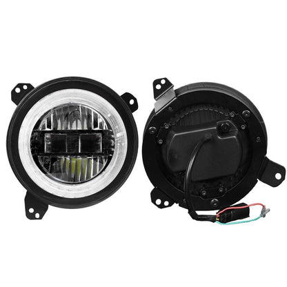 9″ phares LED avec DRL anneau Halo pour Jeep Wrangler JL 2018–2024 (homologation DOT) – vue 5 – NOVADOMIO