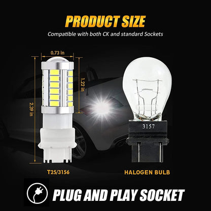 3156 Ampoules LED pour recul, clignotants, stop et feux arrière 20 W 4 000 lm 6 500 K blanc 33LED série – 2 ampoules – vue 7