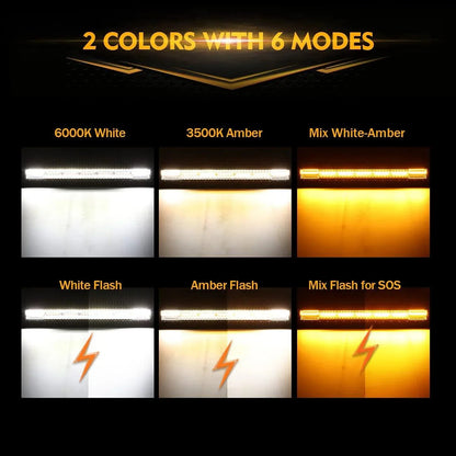 30″ 6 modes blanc&orange droit tout-terrain Barres LED – vue 2 – NOVADOMIO
