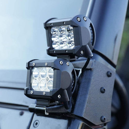 2pcs noir Dual A-Pillar Light Lower Windshield Hinge Mounting Brackets LED Working Pod Barres lumineuses Mounts pour Jeep