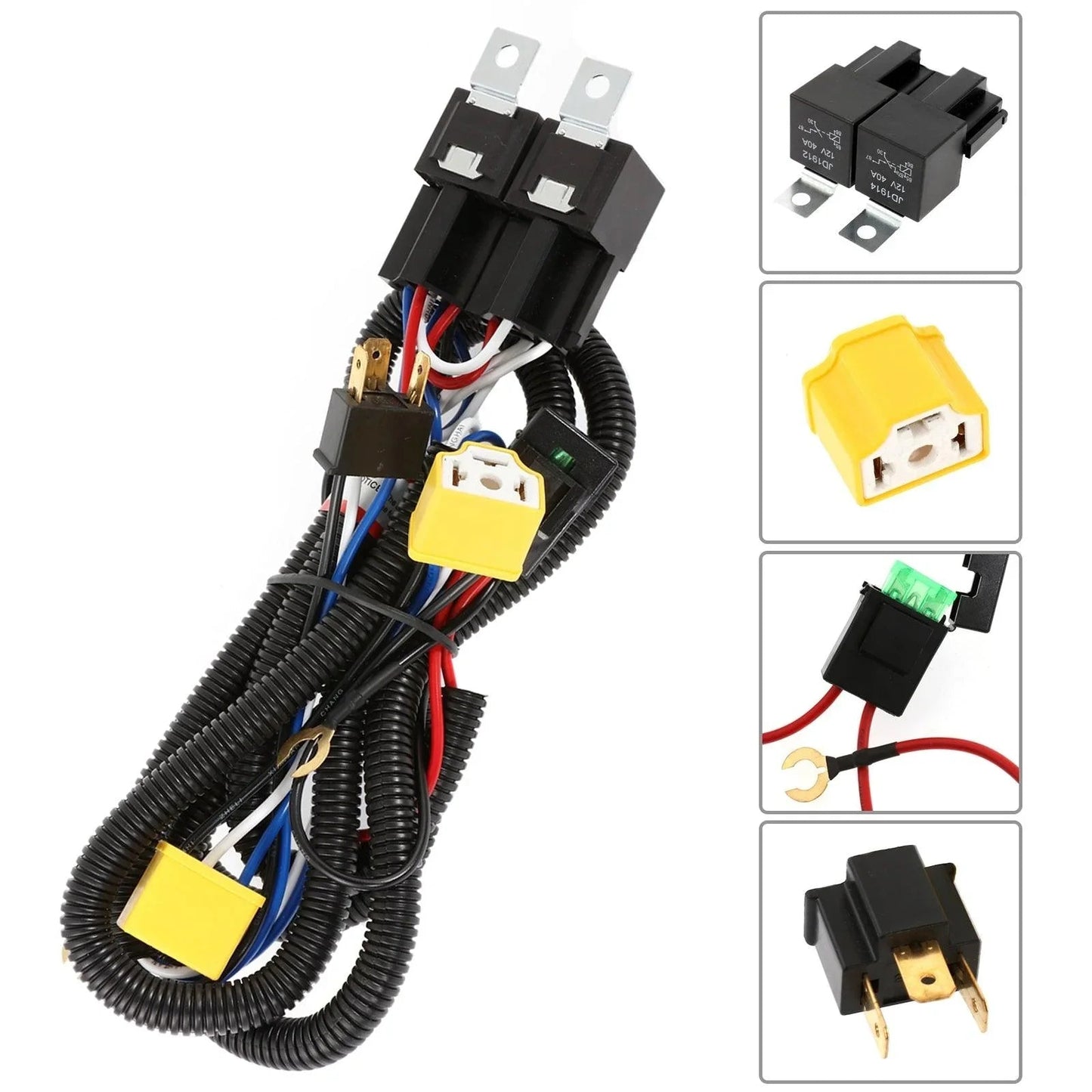 2 Leads H4 LED Headlight Brightness Intensifier Wiring Harness, 9003 Headlight Relay Harness Kit avec Fuse pour 5x7 7x6 H605…