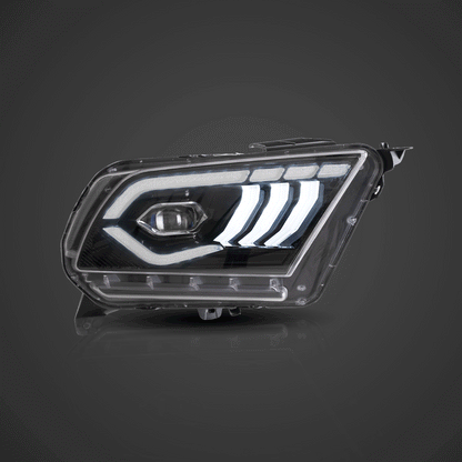 LED bloc optique avant projecteur double faisceau noir pour 2010–2014 Ford Mustang 5th Gen Facelifted – vue 2 – NOVADOMIO