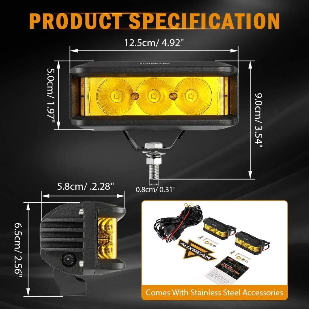 R5 série | 5 Inch 68W orange Square Side Shooter faisceau longue portée Projecteurs LED compacts Barres LED – vue 7