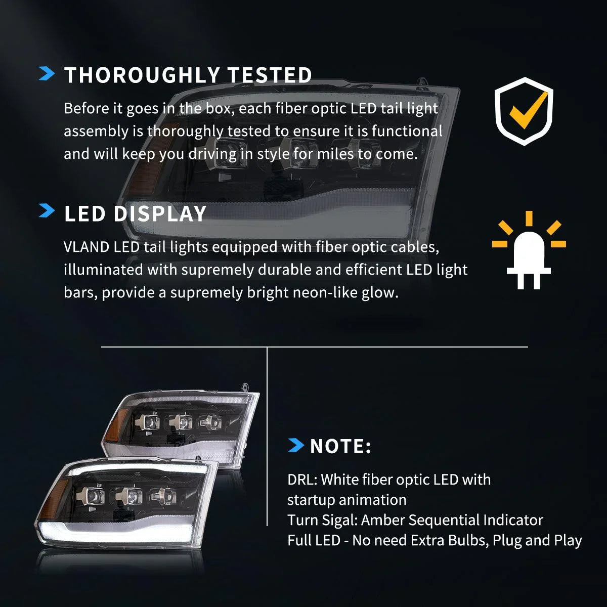LED bloc optique avant Matrix Projector noir pour 2009-2018 Dodge Ram 4th Gen 1500 2500 3500 – vue 6