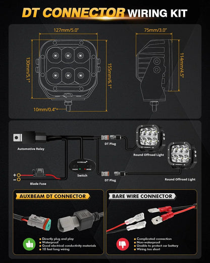 6/8Pcs 5 pouces 132W orange DRL Projecteurs LED compacts avec Power Harness – vue 7 – NOVADOMIO