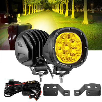 4″ 90 W rond LED feux longue portée Spot jaune avec montant A support de montage pour Ford Bronco 2/4 portes 2021 2022 – vue