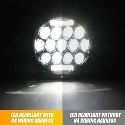 7″ LED phare de remplacement avec anneau Halo+ H4 LED phare Brightness Intensifier faisceau électrique pour Jeep Wrangler JK