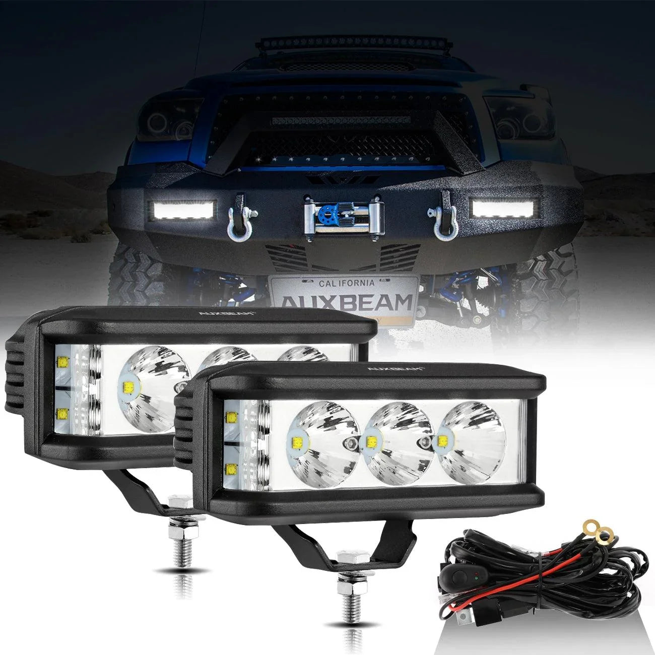R5 série | 5 Inch 68W blanc Square Side Shooter faisceau longue portée Projecteurs LED compacts Barres LED