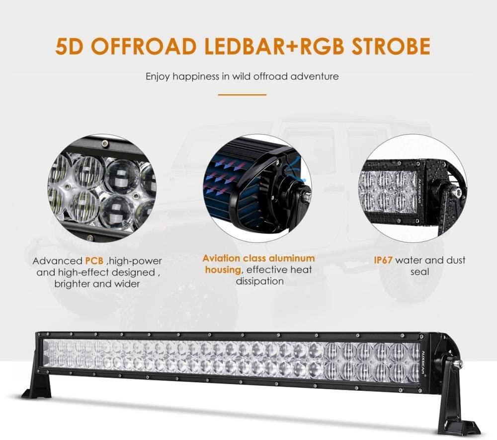 22"/32"/42" V-série RGB Straight/Curved 5D lens faisceau combiné Double Row Barres LED pour SUV ATV UTV Trucks Pickup Boat –…