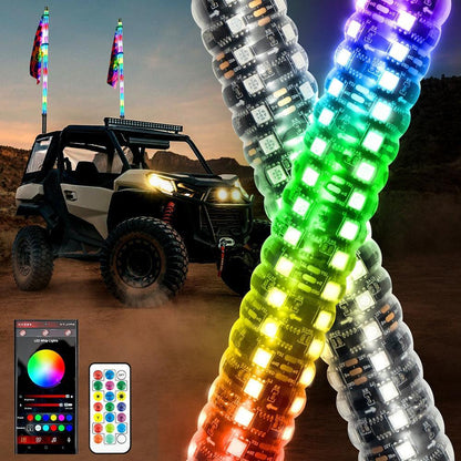 New 3.8FT LED RGB fouets LED avec clignotant & feu stop, Bluetooth APP/ télécommande – NOVADOMIO