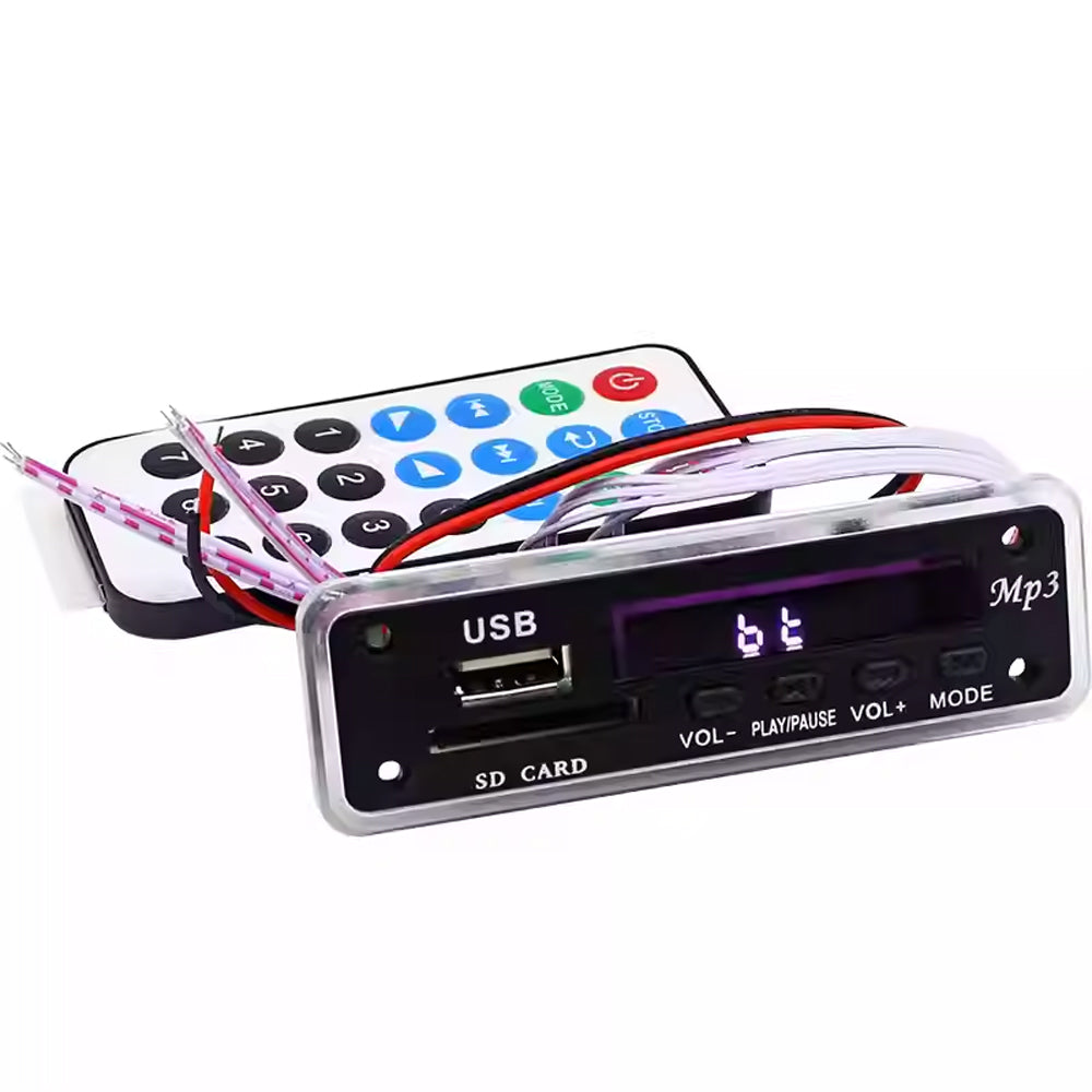 Module de carte de décodage MP3 5 V 12 V, carte de décodage FM / USB / Audio (emplacement pour carte SD) – vue…