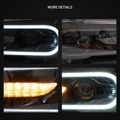 LED bloc optique avant projecteur double faisceau noir pour 2011–2014 Dodge Charger (LD) Pre-Facelifted – vue 4 – NOVADOMIO