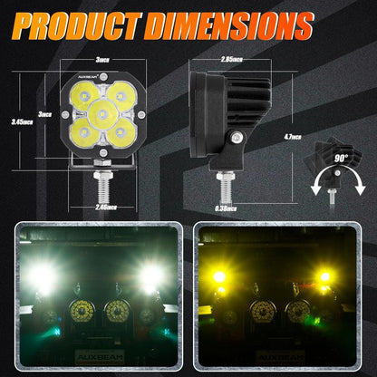 3″ projecteurs LED compacts avec supplémentaire orange caches & Dual antibrouillards Hidden pare-chocs support de montage