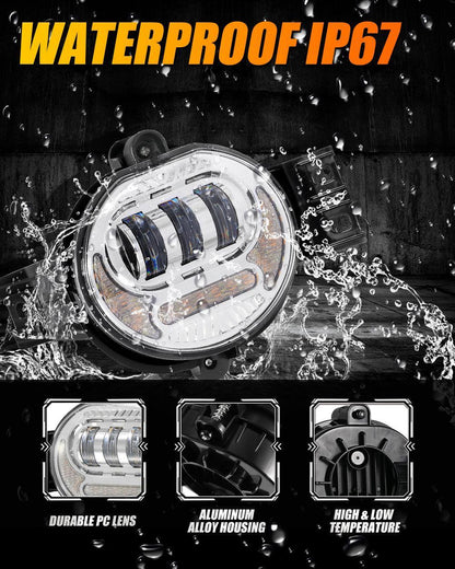 Lot de 2 LED antibrouillard ensemble w/ DRL+ clignotant pour Dodge Ram 1500 2002–2008, Dodge Ram 2500/3500 2003–2009 (chromé)