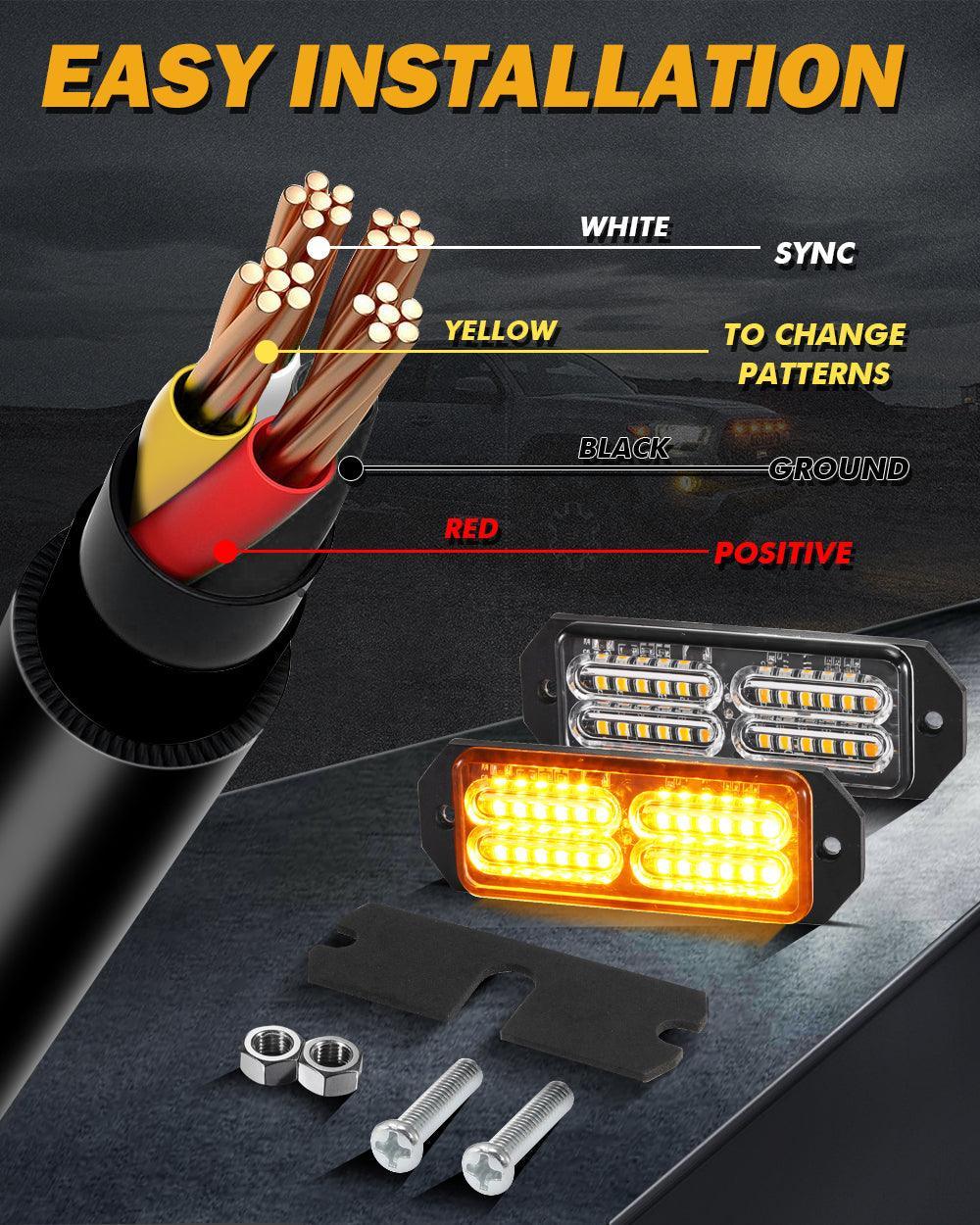 (4PSC/SET) 24LED Emergency Surface Mount Grill feu à éclats pour Trucks Vehicles ATV RV Cars Van – vue 6
