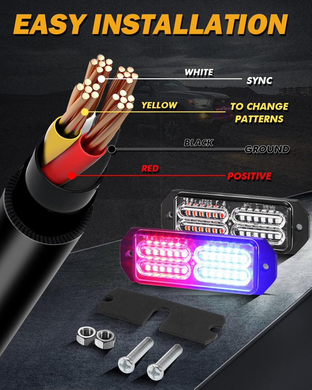 (4PSC/SET) 24LED Emergency Surface Mount Grill feu à éclats pour Trucks Vehicles ATV RV Cars Van – vue 6