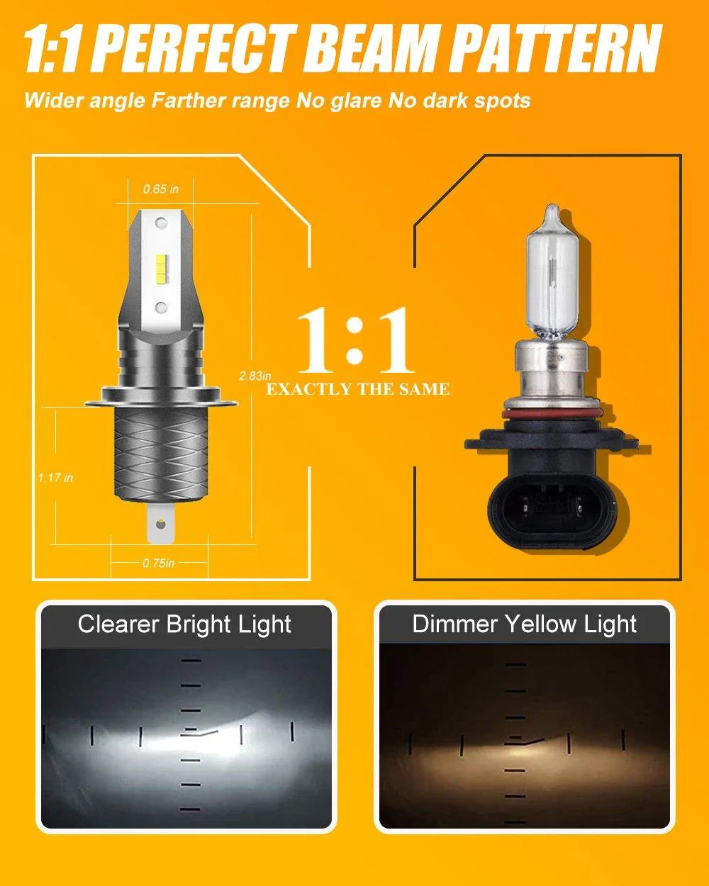 H7 Ampoules LED Z6 série sans ventilateur 300% plus lumineux 6500K lumière blanche – vue 6