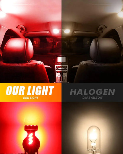 168 2825W5W T10 LED intérieur ampoules 1.5 W 300% plus lumineux rouge – 10 ampoules – vue 3 – NOVADOMIO