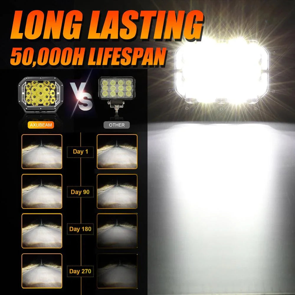 7x5 Inch Rectangle LED Pods blanc Spot Driving Lights avec DRL – vue 5